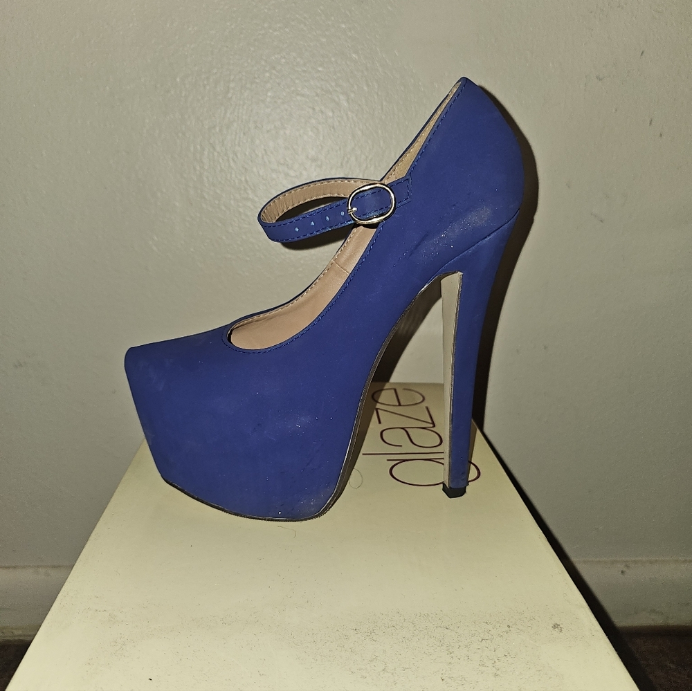Glaze Royal Blue Platform Heels